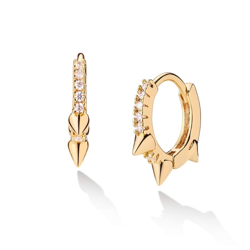 VACRONA Gold Hoop Earrings Huggie for Women Cubic Zirconia 14k Gold Plated Small Huggie Hoops Earrings Hypoallergenic Jewelry Gifts - Image 1